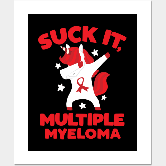 Suck It Multiple Myeloma Quote with Unicorn Wall Art by jomadado